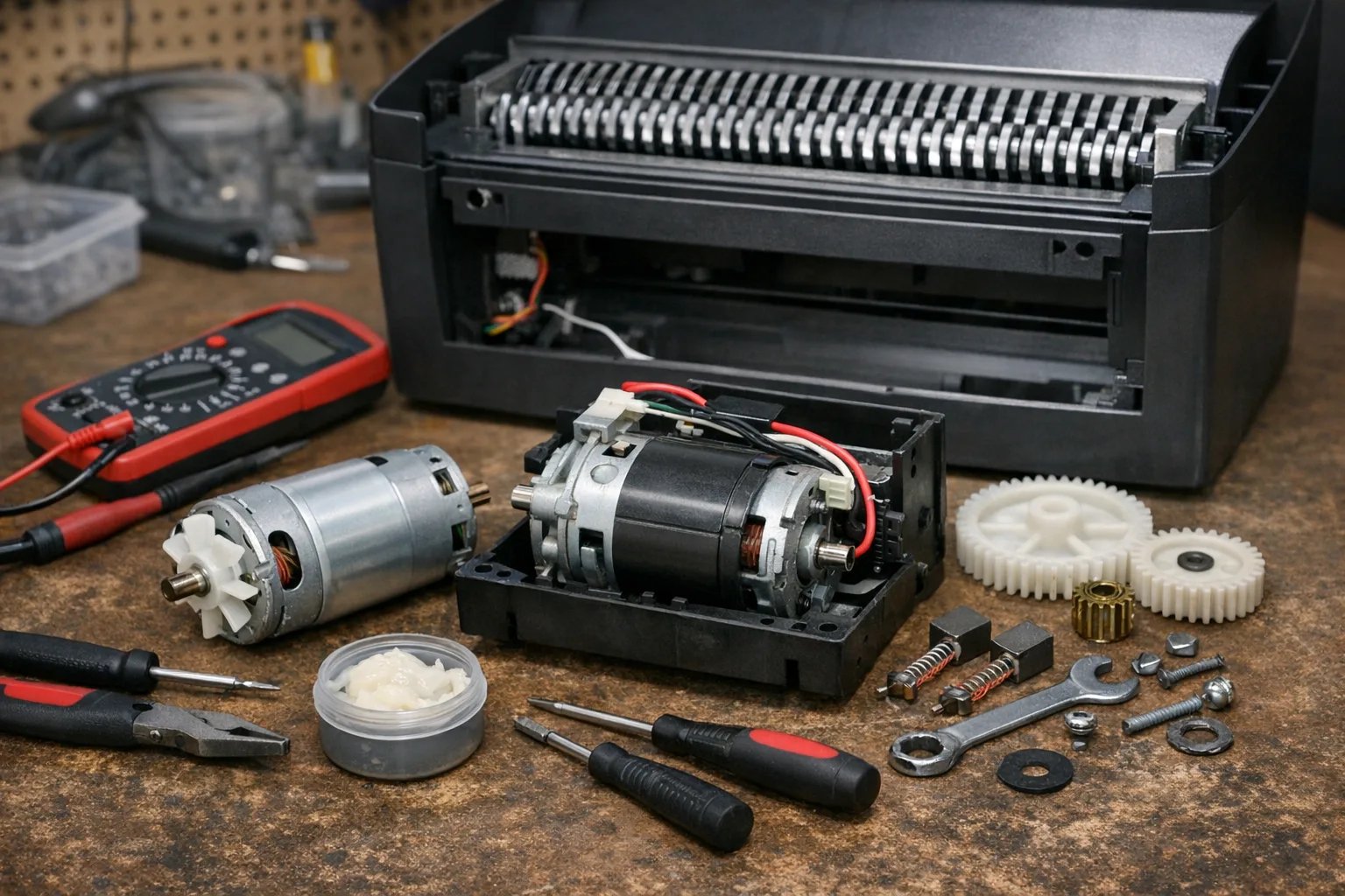 Aktenvernichter-Motor warten und ersetzen: Teile und Vorgehen