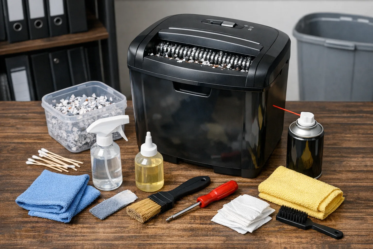 Aktenvernichter reinigen: Schritt-fuer-Schritt-Anleitung fuer Schneidwerk und Gehaeuse