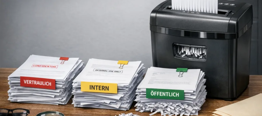 Dokumentenklassifizierung vor dem Schreddern mit dem Aktenvernichter
