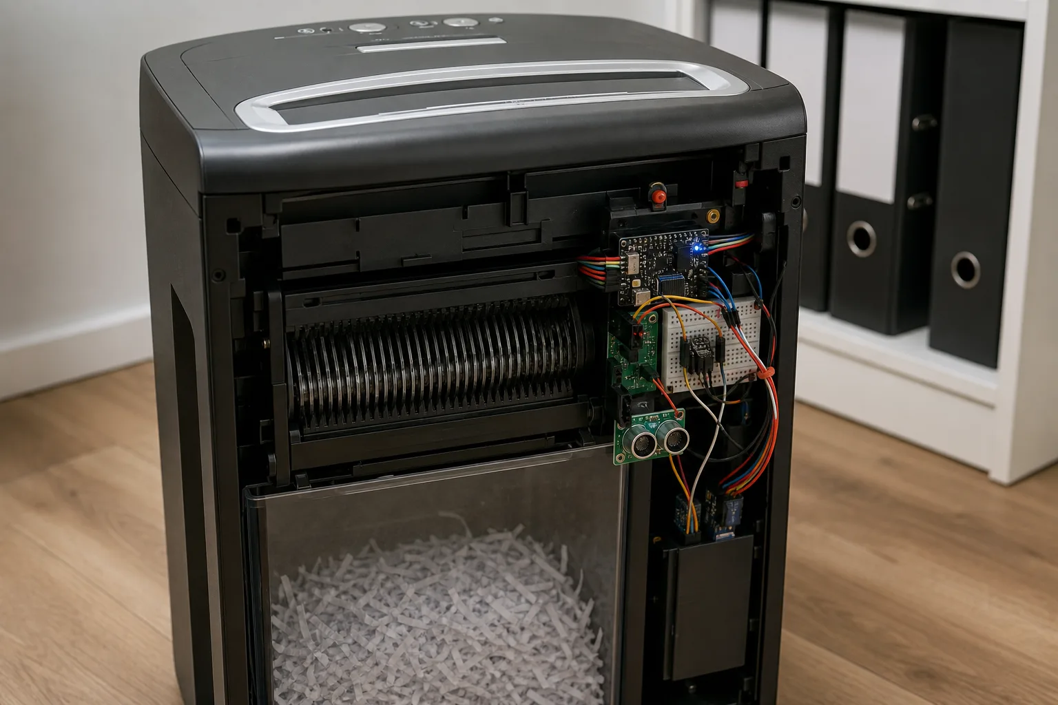 Aktenvernichter smart machen: DIY-Integration von Sensoren und Automatisierung